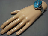 Rare Vintage Native American Jewelry Navajo Jenny Platero Blue Wind Turquoise Sterling Silver Bracelet-Nativo Arts