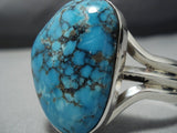 Rare Vintage Native American Jewelry Navajo Jenny Platero Blue Wind Turquoise Sterling Silver Bracelet-Nativo Arts