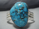 Rare Vintage Native American Jewelry Navajo Jenny Platero Blue Wind Turquoise Sterling Silver Bracelet-Nativo Arts