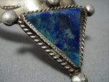 Rare Vintage Native American Jewelry Navajo Jo Benally Chrysocholla Sterling Silver Bracelet-Nativo Arts