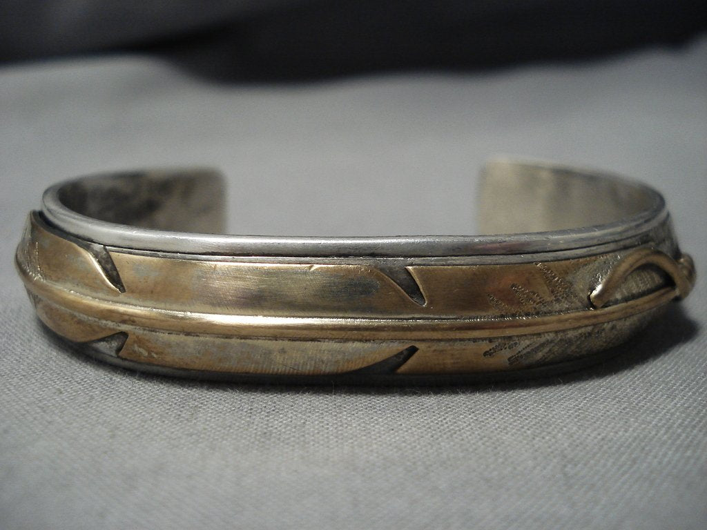 Silver Cuff Gold Native American Jewelry Rare Vintage Native