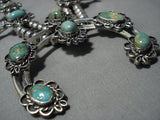 Rare Vintage Native American Jewelry Navajo Royston Turquoise Sterling Silver Squash Blossom Necklace-Nativo Arts