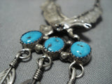 Rare Vintage Native American Jewelry Navajo Soaring Eagle Turquoise Sterling Silver Necklace Old-Nativo Arts