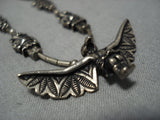 Rare Vintage Native American Jewelry Navajo Sterling Silver Kachina Dancer Fetish Necklace Old-Nativo Arts