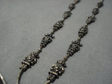 Rare Vintage Native American Jewelry Navajo Sterling Silver Kachina Dancer Fetish Necklace Old-Nativo Arts