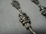 Rare Vintage Native American Jewelry Navajo Sterling Silver Kachina Dancer Fetish Necklace Old-Nativo Arts