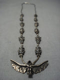 Rare Vintage Native American Jewelry Navajo Sterling Silver Kachina Dancer Fetish Necklace Old-Nativo Arts