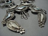 Rare Vintage Native American Jewelry Navajo Sterling Silver Shell Fetish Squash Blossom Necklace Old-Nativo Arts