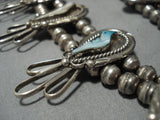 Rare Vintage Native American Jewelry Navajo Sterling Silver Shell Fetish Squash Blossom Necklace Old-Nativo Arts