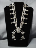 Rare Vintage Native American Jewelry Navajo Sterling Silver Sotryteller Squash Blossom Necklace-Nativo Arts