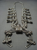 Rare Vintage Native American Jewelry Navajo Sterling Silver Sotryteller Squash Blossom Necklace-Nativo Arts