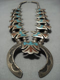 Rare Vintage Native American Jewelry Navajo Turquoise Coral Sterling Silver Squash Blossom Necklace-Nativo Arts