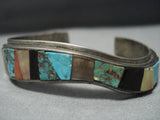 Rare!! Vintage Native American Jewelry Navajo Turquoise Ironwood Sterling Silver Bracelet Cuff Old-Nativo Arts