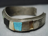 Rare!! Vintage Native American Jewelry Navajo Turquoise Ironwood Sterling Silver Bracelet Cuff Old-Nativo Arts