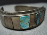 Rare!! Vintage Native American Jewelry Navajo Turquoise Ironwood Sterling Silver Bracelet Cuff Old-Nativo Arts
