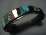 Rare!! Vintage Native American Jewelry Navajo Turquoise Ironwood Sterling Silver Bracelet Cuff Old-Nativo Arts
