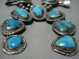 Rare Vintage Native American Jewelry Navajo Turquoise Sterling Silver Squash Blossom Necklace Old-Nativo Arts