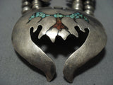 Rare Vintage Native American Jewelry Navajo Turquoise Sterling Silver Squash Blossom Necklace Old-Nativo Arts