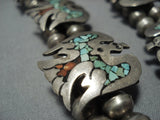 Rare Vintage Native American Jewelry Navajo Turquoise Sterling Silver Squash Blossom Necklace Old-Nativo Arts