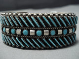 Rare Vintage Native American Jewelry Navajo Zuni Slated Turquoise Sterling Silver Bracelet Cuff-Nativo Arts
