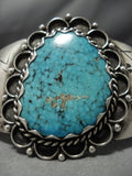 Rare!! Vintage Native American Navajo #8 Turquoise Sterling Silver Bracelet-Nativo Arts