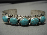 Rare Vintage Native American Navajo Blue Carico Lake Turquoise Sterling Silver Bracelet Old-Nativo Arts