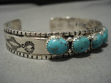 Rare Vintage Native American Navajo Blue Carico Lake Turquoise Sterling Silver Bracelet Old-Nativo Arts