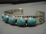 Rare Vintage Native American Navajo Blue Carico Lake Turquoise Sterling Silver Bracelet Old-Nativo Arts