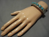 Rare Vintage Native American Navajo Blue Carico Lake Turquoise Sterling Silver Bracelet Old-Nativo Arts