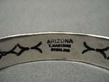 Rare Vintage Native American Navajo Blue Carico Lake Turquoise Sterling Silver Bracelet Old-Nativo Arts