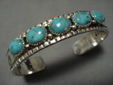 Rare Vintage Native American Navajo Blue Carico Lake Turquoise Sterling Silver Bracelet Old-Nativo Arts