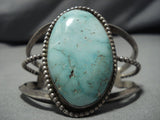 Rare Vintage Native American Navajo Carico Lake Turquoise Sterling Silver Bracelet Old-Nativo Arts