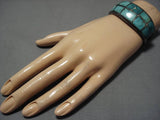 Rare Vintage Native American Navajo Carico Lake Turquoise Sterling Silver Bracelet Old Cuff-Nativo Arts
