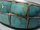 Rare Vintage Native American Navajo Carico Lake Turquoise Sterling Silver Bracelet Old Cuff-Nativo Arts