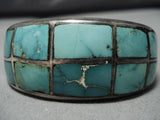 Rare Vintage Native American Navajo Carico Lake Turquoise Sterling Silver Bracelet Old Cuff-Nativo Arts