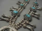 Rare Vintage Native American Navajo Carico Lke Turquoise Sterling Silver Squash Blossom Necklace-Nativo Arts
