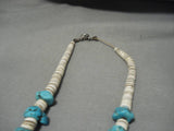 Rare!! Vintage Native American Navajo Chunky Dunky Turquoise Jacla Heishi Necklace Old-Nativo Arts