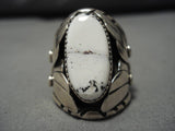 Rare Vintage Native American Navajo Linda Johnson Sterling Silver White Turquoise Ring-Nativo Arts