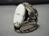 Rare Vintage Native American Navajo Linda Johnson Sterling Silver White Turquoise Ring-Nativo Arts