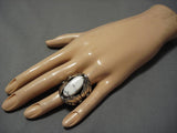 Rare Vintage Native American Navajo Linda Johnson Sterling Silver White Turquoise Ring-Nativo Arts