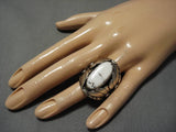 Rare Vintage Native American Navajo Linda Johnson Sterling Silver White Turquoise Ring-Nativo Arts