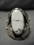 Rare Vintage Native American Navajo Linda Johnson Sterling Silver White Turquoise Ring-Nativo Arts