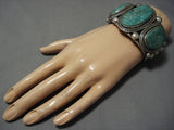 Rare Vintage Native American Navajo Rick Martinez Sterling Silver Royston Turquoise Bracelet-Nativo Arts