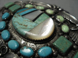 Rare Vintage Native American Navajo Turquoise John Mike Sterling Silver Belt Buckle-Nativo Arts