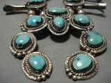 Rare Vintage Native American Navajo Turquoise Sterling Silver Squash Blossom Necklace Old-Nativo Arts