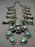 Rare Vintage Native American Navajo Turquoise Sterling Silver Squash Blossom Necklace Old-Nativo Arts