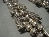 Rare Vintage Native American Navajo Yeibichai Sterling Silver Squash Blossom Necklace Old-Nativo Arts