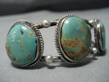 Rare Vintage Natural Royston Turquoise Native American Jewelry Navajo Sterling Silver Bracelet-Nativo Arts