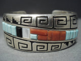 Rare Vintage Navajo Alvin Begay Turquoise Sterling Native American Jewelry Silver Bracelet Old Pawn-Nativo Arts