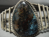 Rare Vintage Navajo Bisbee Turquoise Native American Jewelry Silver Bracelet Old-Nativo Arts